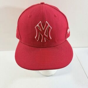 New Era 59Fifty 5950 Fitted Hat New York Yankees Red Cap Size 7 5/8